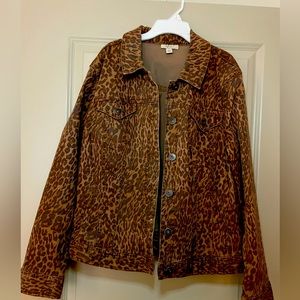 Style and Co, Size XL, cheetah print denim jacket